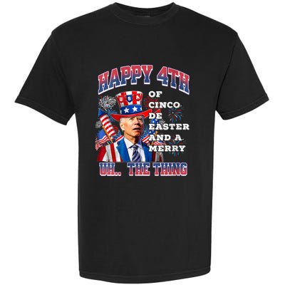 Biden Merry 4th The Thing Confused Joe Biden 4th Of July Garment-Dyed Heavyweight T-Shirt