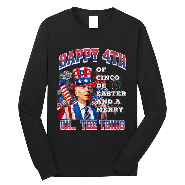 Biden Merry 4th The Thing Confused Joe Biden 4th Of July Long Sleeve Shirt