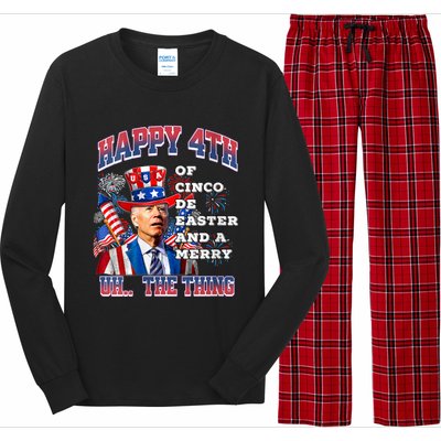 Biden Merry 4th The Thing Confused Joe Biden 4th Of July Long Sleeve Pajama Set