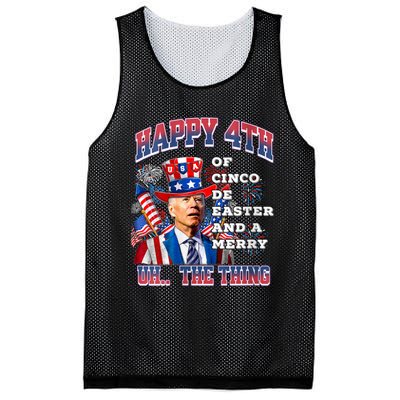 Biden Merry 4th The Thing Confused Joe Biden 4th Of July Mesh Reversible Basketball Jersey Tank