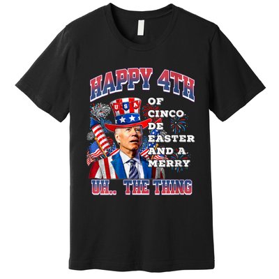 Biden Merry 4th The Thing Confused Joe Biden 4th Of July Premium T-Shirt