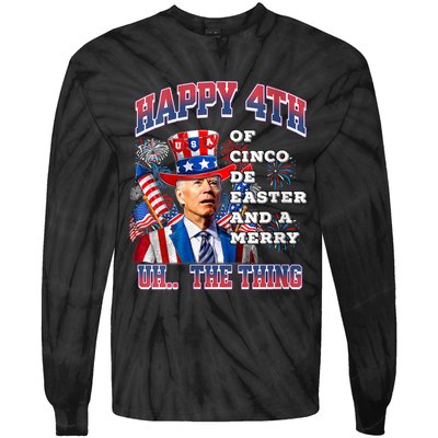 Biden Merry 4th The Thing Confused Joe Biden 4th Of July Tie-Dye Long Sleeve Shirt