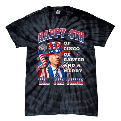 Biden Merry 4th The Thing Confused Joe Biden 4th Of July Tie-Dye T-Shirt