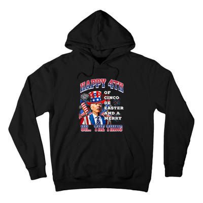 Biden Merry 4th The Thing Confused Joe Biden 4th Of July Tall Hoodie