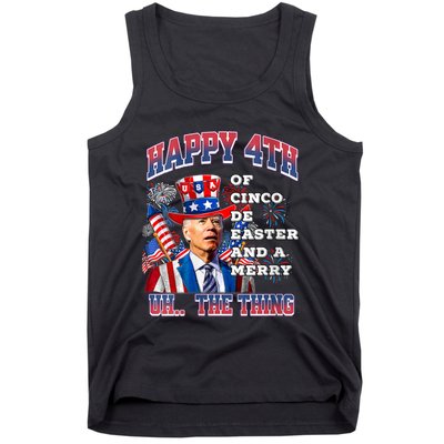 Biden Merry 4th The Thing Confused Joe Biden 4th Of July Tank Top