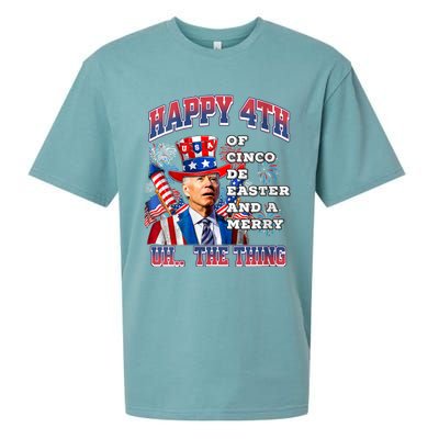 Biden Merry 4th The Thing Confused Joe Biden 4th Of July Sueded Cloud Jersey T-Shirt