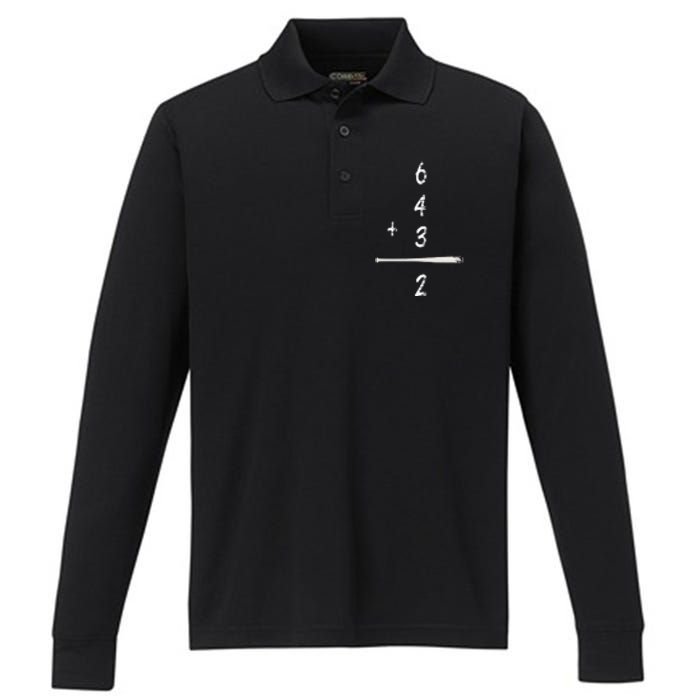 Baseball Math 6 4 3 2 Double Play Cute Softball Game Performance Long Sleeve Polo