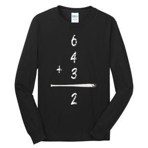 Baseball Math 6 4 3 2 Double Play Cute Softball Game Tall Long Sleeve T-Shirt