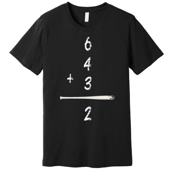 Baseball Math 6 4 3 2 Double Play Cute Softball Game Premium T-Shirt