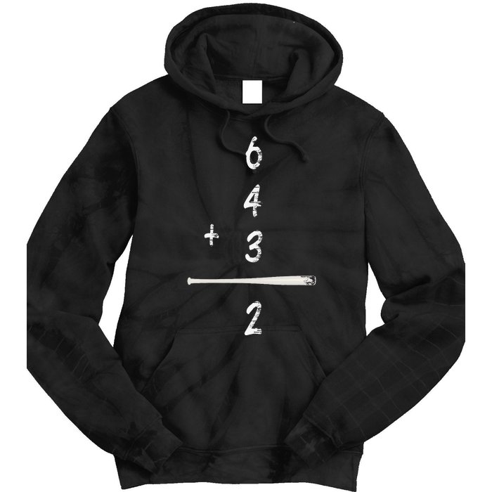 Baseball Math 6 4 3 2 Double Play Cute Softball Game Tie Dye Hoodie