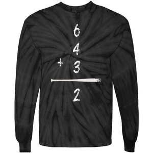 Baseball Math 6 4 3 2 Double Play Cute Softball Game Tie-Dye Long Sleeve Shirt