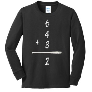 Baseball Math 6 4 3 2 Double Play Cute Softball Game Kids Long Sleeve Shirt