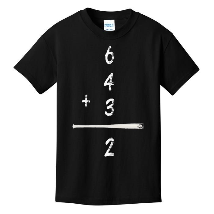 Baseball Math 6 4 3 2 Double Play Cute Softball Game Kids T-Shirt