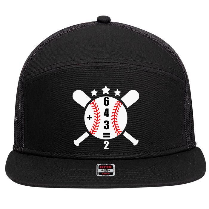 Baseball Math 6 4 3 2 Double Play Cute Softball Game 7 Panel Mesh Trucker Snapback Hat