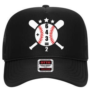 Baseball Math 6 4 3 2 Double Play Cute Softball Game High Crown Mesh Back Trucker Hat