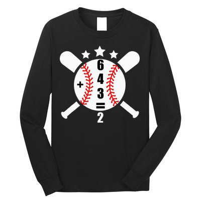 Baseball Math 6 4 3 2 Double Play Cute Softball Game Long Sleeve Shirt