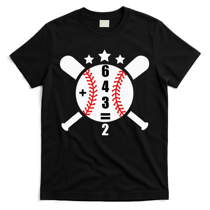 Baseball Math 6 4 3 2 Double Play Cute Softball Game T-Shirt