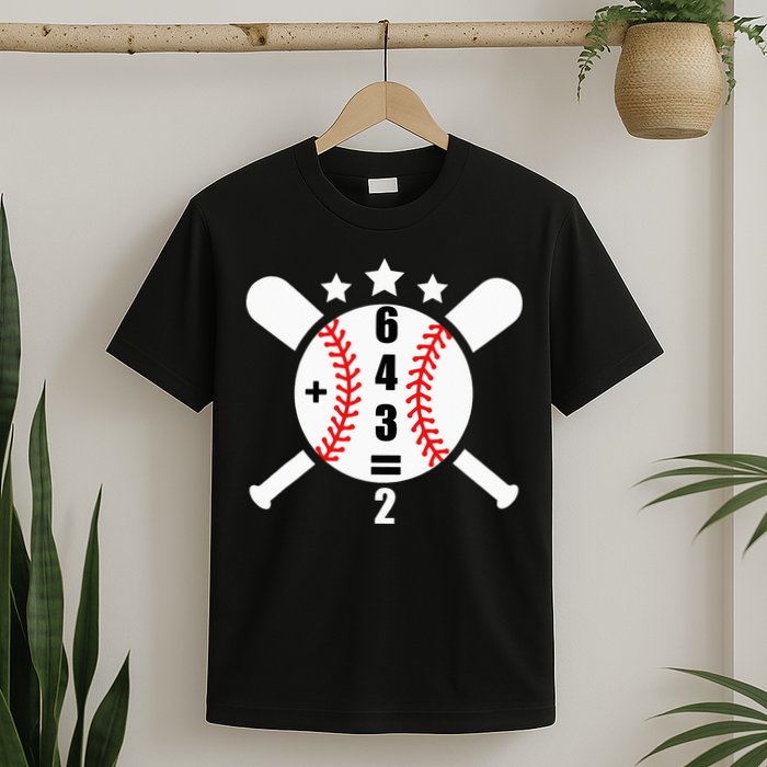 Baseball Math 6 4 3 2 Double Play Cute Softball Game T-Shirt