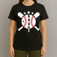 Baseball Math 6 4 3 2 Double Play Cute Softball Game T-Shirt