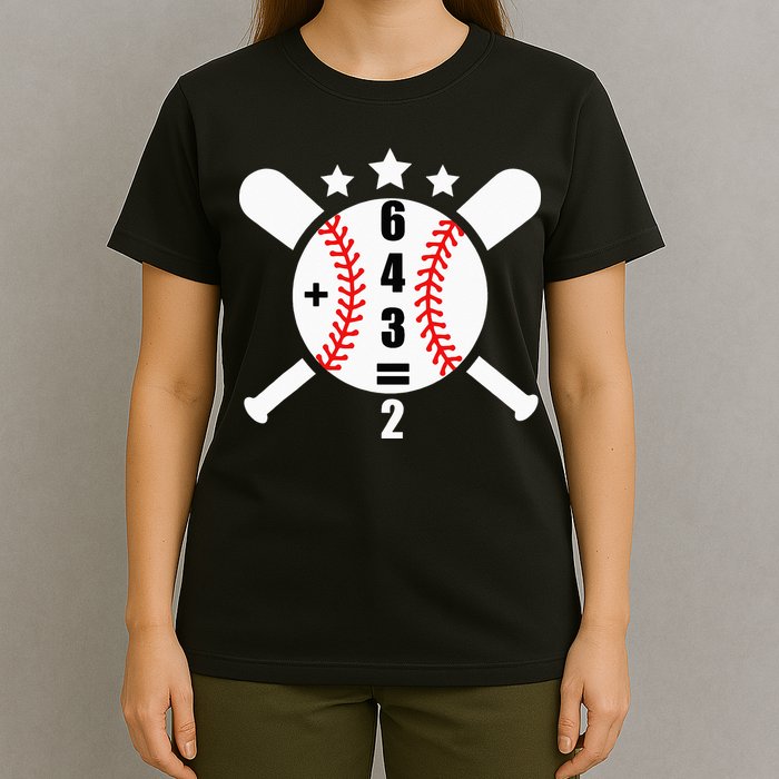 Baseball Math 6 4 3 2 Double Play Cute Softball Game T-Shirt
