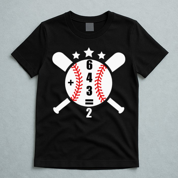 Baseball Math 6 4 3 2 Double Play Cute Softball Game T-Shirt