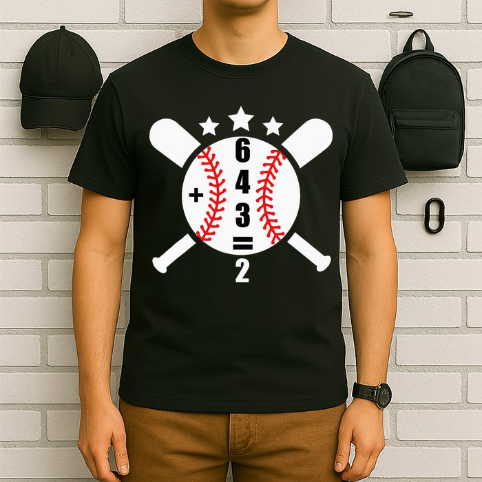 Baseball Math 6 4 3 2 Double Play Cute Softball Game T-Shirt