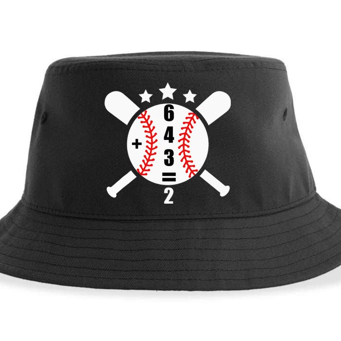 Baseball Math 6 4 3 2 Double Play Cute Softball Game Sustainable Bucket Hat