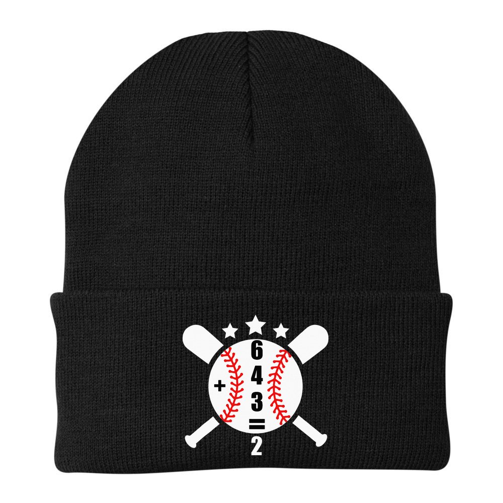 Baseball Math 6 4 3 2 Double Play Cute Softball Game Beanie