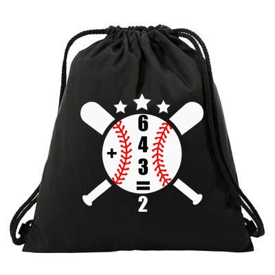 Baseball Math 6 4 3 2 Double Play Cute Softball Game Drawstring Bag