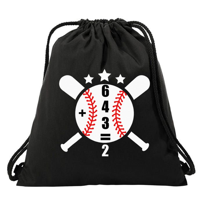 Baseball Math 6 4 3 2 Double Play Cute Softball Game Drawstring Bag