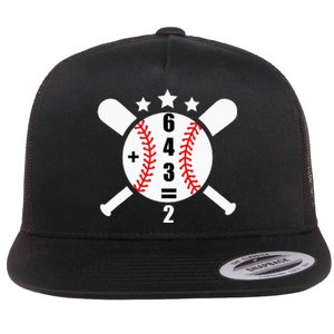 Baseball Math 6 4 3 2 Double Play Cute Softball Game Flat Bill Trucker Hat