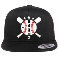 Baseball Math 6 4 3 2 Double Play Cute Softball Game Flat Bill Trucker Hat