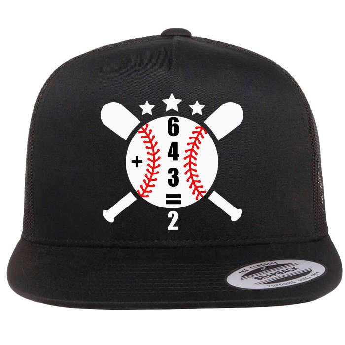 Baseball Math 6 4 3 2 Double Play Cute Softball Game Flat Bill Trucker Hat