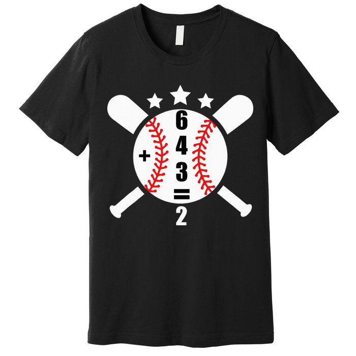 Baseball Math 6 4 3 2 Double Play Cute Softball Game Premium T-Shirt
