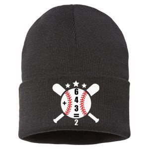 Baseball Math 6 4 3 2 Double Play Cute Softball Game Sustainable Knit Beanie