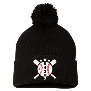 Baseball Math 6 4 3 2 Double Play Cute Softball Game Pom Pom 12in Knit Beanie