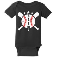 Baseball Math 6 4 3 2 Double Play Cute Softball Game Baby Bodysuit