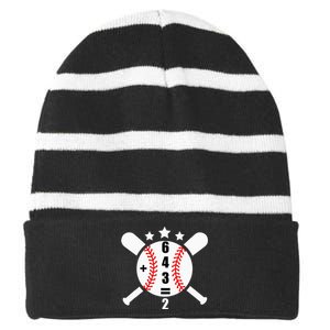 Baseball Math 6 4 3 2 Double Play Cute Softball Game Striped Beanie with Solid Band