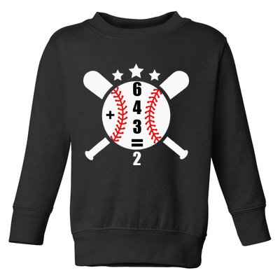 Baseball Math 6 4 3 2 Double Play Cute Softball Game Toddler Sweatshirt