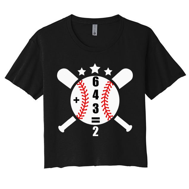 Baseball Math 6 4 3 2 Double Play Cute Softball Game Women's Crop Top Tee