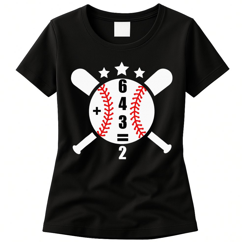 Baseball Math 6 4 3 2 Double Play Cute Softball Game Womens T-Shirt