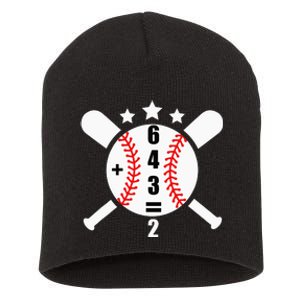 Baseball Math 6 4 3 2 Double Play Cute Softball Game Short Acrylic Beanie