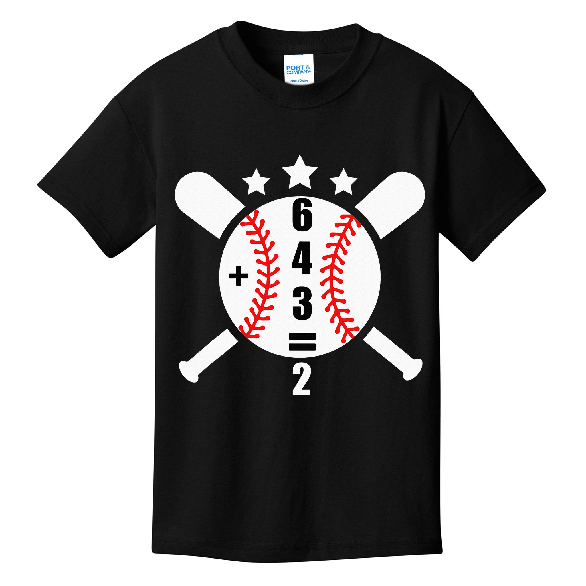 Baseball Math 6 4 3 2 Double Play Cute Softball Game Kids T-Shirt