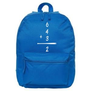 Baseball Math 6 4 3 2 Double Play Cute Gift Softball Game Gift 16 in Basic Backpack