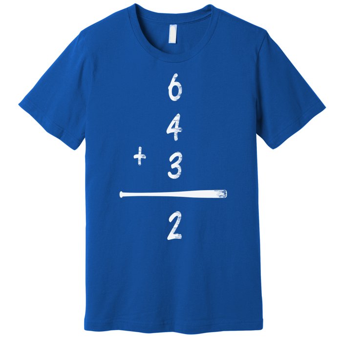 Baseball Math 6 4 3 2 Double Play Cute Gift Softball Game Gift Premium T-Shirt