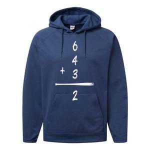 Baseball Math 6 4 3 2 Double Play Cute Gift Softball Game Gift Performance Fleece Hoodie