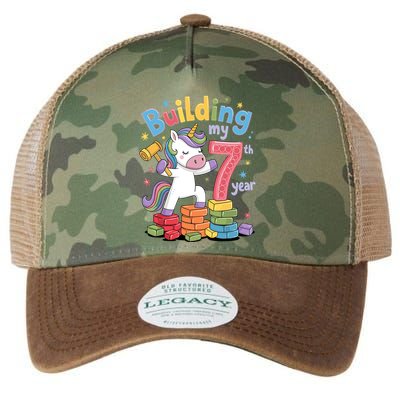 Building My 7th Year Unicorn Funny Design Legacy Tie Dye Trucker Hat