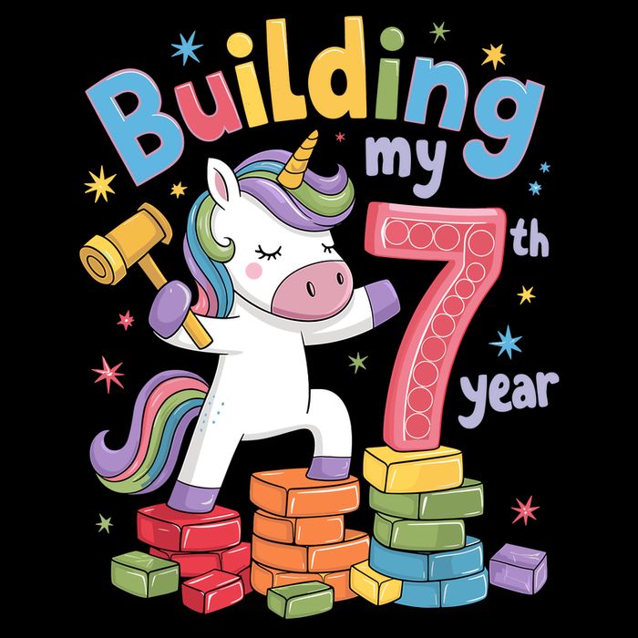 Building My 7th Year Unicorn Funny Design Backpack