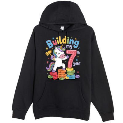 Building My 7th Year Unicorn Funny Design Premium Pullover Hoodie