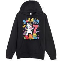 Building My 7th Year Unicorn Funny Design Premium Pullover Hoodie